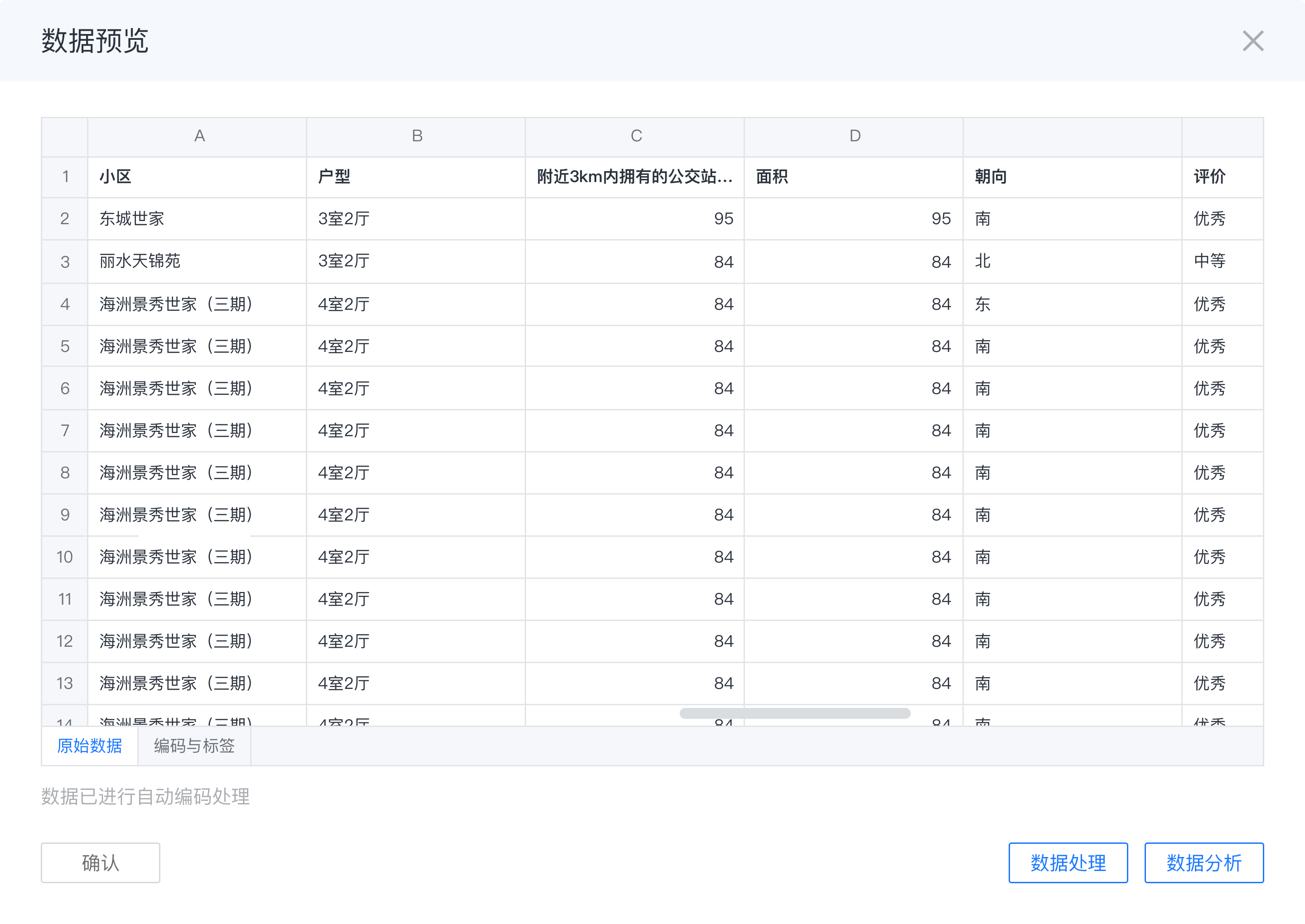 示例数据表格格式