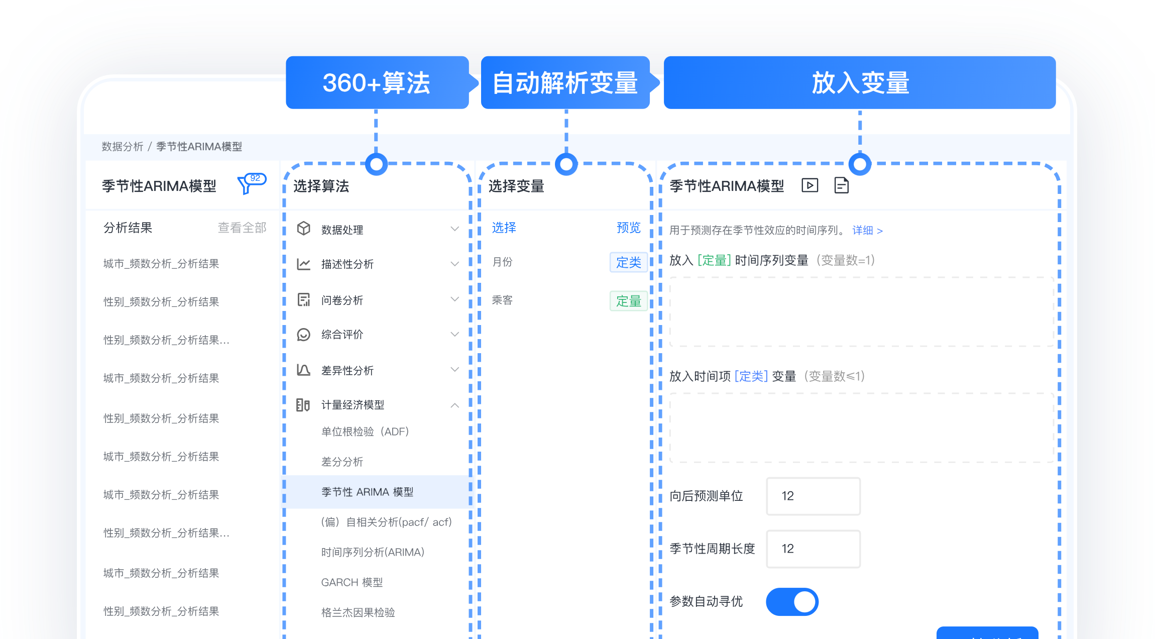 零代码界面-功能区分清晰，拖拉操作+一键生成智能分析报告
